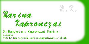 marina kapronczai business card